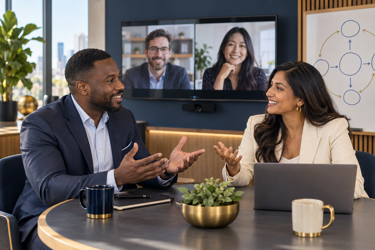 A diverse hybrid think tank exchanging ideas constructively
